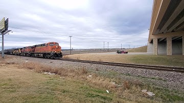 Santa Fe engine on southbound BNSF train today through Prosper, Texas