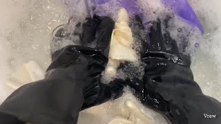 ゴム手袋の汚れがマジックリンで取れるかの検証　Verification of whether Magiclean can remove stains on rubber gloves　#309