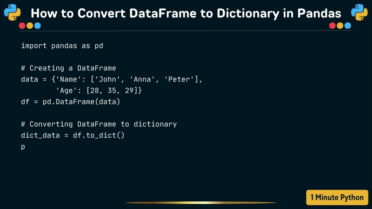 How to Convert DataFrame to Dictionary in Pandas - YouTube
