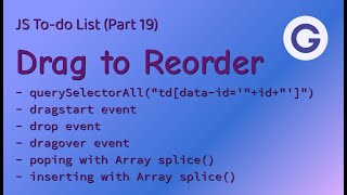 To-do List #19 Drag to Reorder - Learning vanilla JavaScript via mini-projects