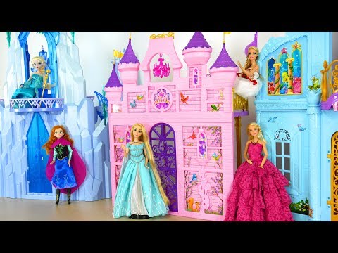 Prenses Barbie bebek Pembe Kraliyet Kale - Deniz kızı Prenses Yatak Odası Sabahı Yeni Elbise