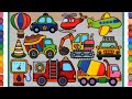 Vehicles for kids compilation  jelly painting drawing and coloring for children learn colors