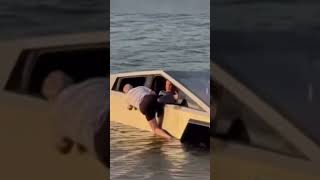 He Tried to Turn His Cybertruck Into a Boat #news #tesla