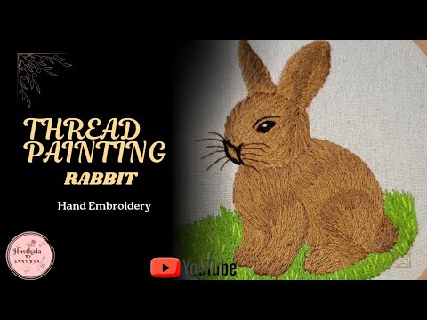 Winding Thread From Rabbit Thread Painting Hand Embroidery | Realistic Rabbit Design 🐇 | Long ...