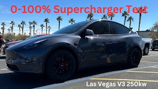 2022 Tesla Model Y Performance | 0-100% Supercharger Test | Centennial Center Las Vegas - V3 250kW