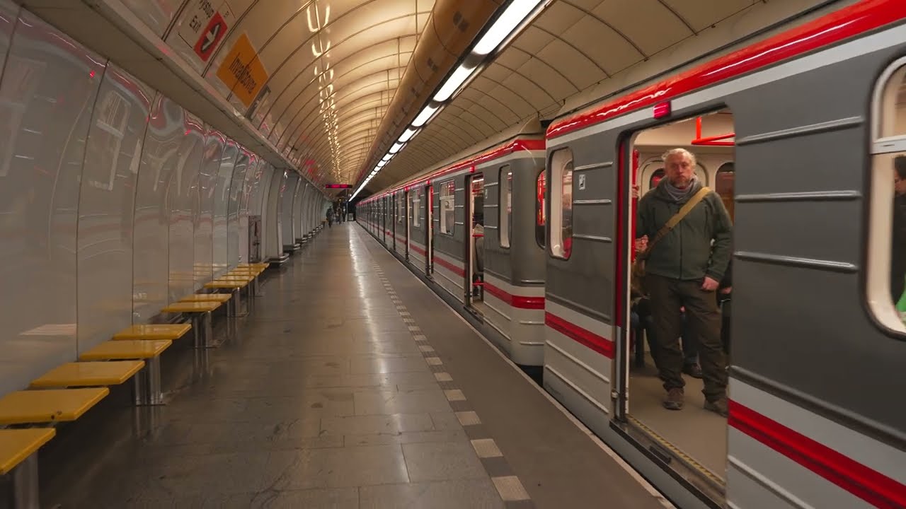 Czech Republic, Prague, metro night ride from Můstek to Invalidovna