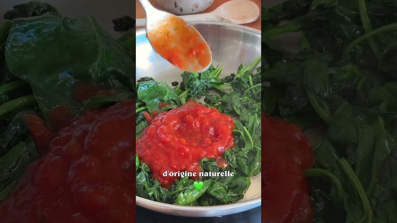 Tortiglioni crémeux aux épinards et tomates séchées.