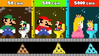 Toilet Prank: Mario, Luigi and Peach vs Family Toilet Challenge | Poor vs Rich Animation