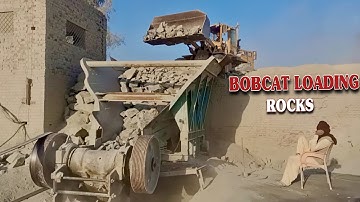 BOBCAT Loader AMAZINGLY Crushes Tons of Stones into Jaw Crusher!