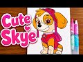 Paw Patrol Skye Drawing and Coloring | Easy drawing for kids