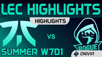 FNC vs RGE Highlights W7D1 LEC Summer 2020 Fnatic vs Rogue by Onivia