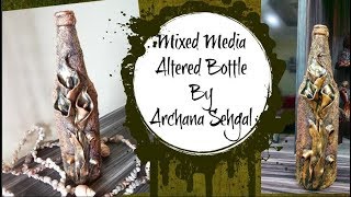 Mixed media Altered Bottle || DIY Calla Lily using Epoxy clay || Clay work