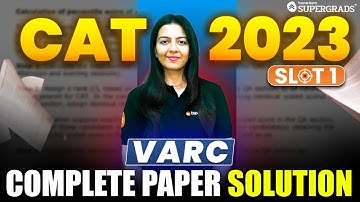 CAT 2023 Slot 1 VARC Solutions With Detailed Explantion ✍🏻| CAT 2023 Slot 1 Solved Paper 📝