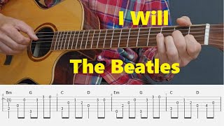 I will - The Beatles - Fingerstyle Guitar Tutorial Tabs and Chords