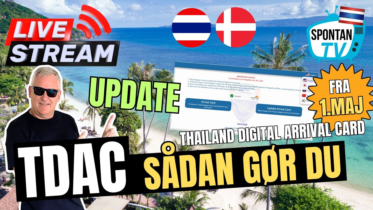 Sådan udfylder du TDAC 🇹🇭 Thailand Digital Arrival Card 🔴 LIVE