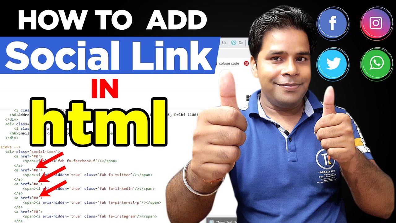 How to add Social Link in HTML - Create Footer with Social Media Links ...