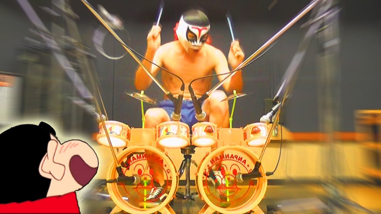 クレヨンしんちゃんop オラは人気者 1 2倍速 ツーバスアンパンマンドラム double bass toy drum playthrough