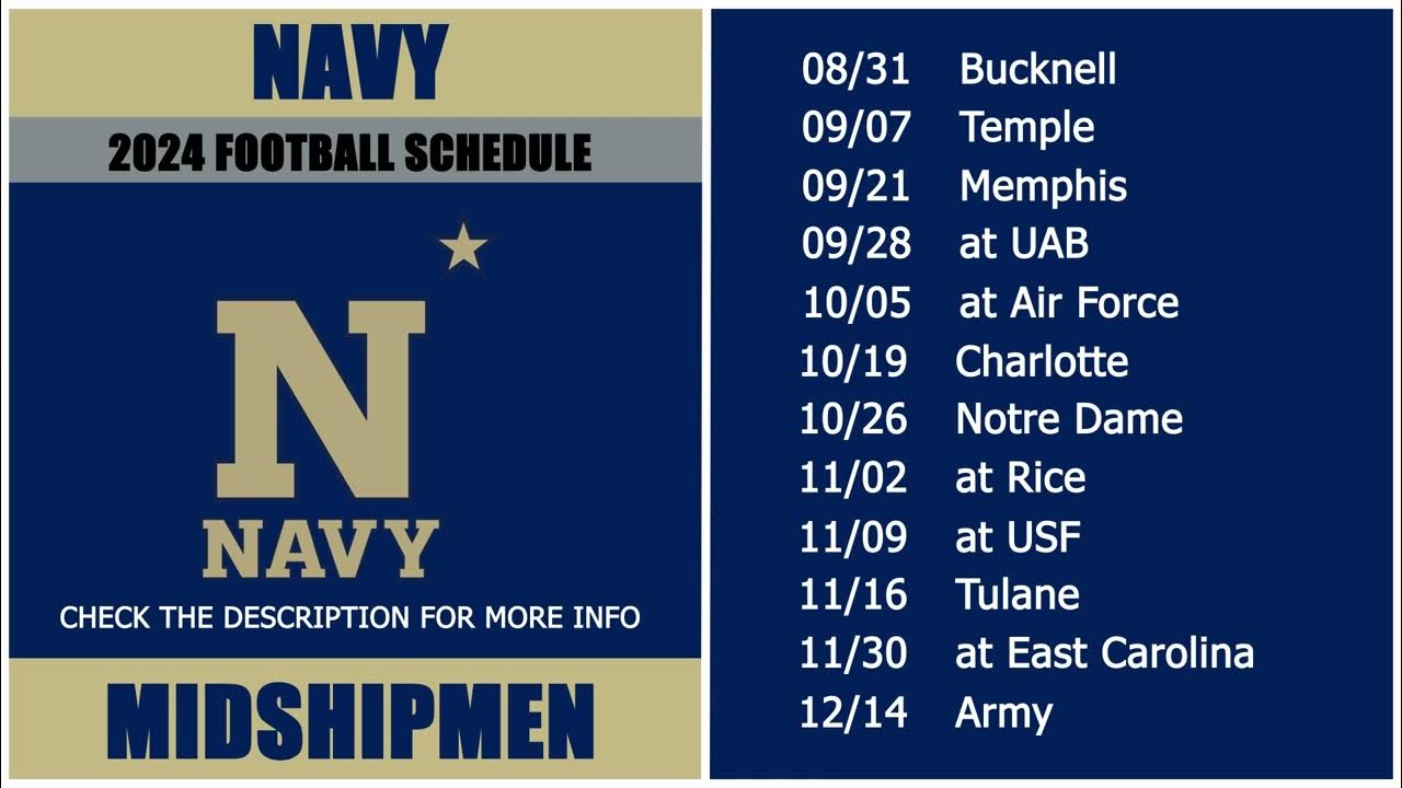 2024 Navy Midshipmen Football Schedule YouTube