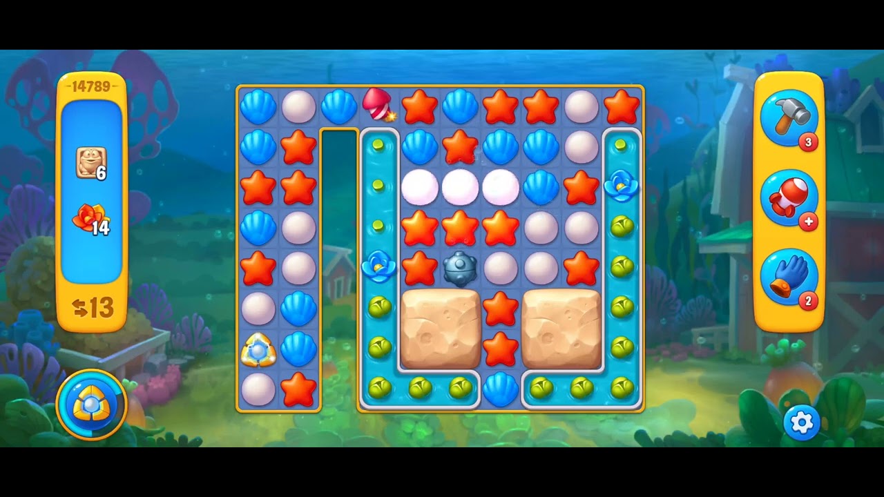 Fishdom Easy Level 14789 (with full seashell and double bomb ...