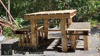 Pallet picnic table in the woods - #howto #how #usa #minuteman #camping #free #veteran #offgrid