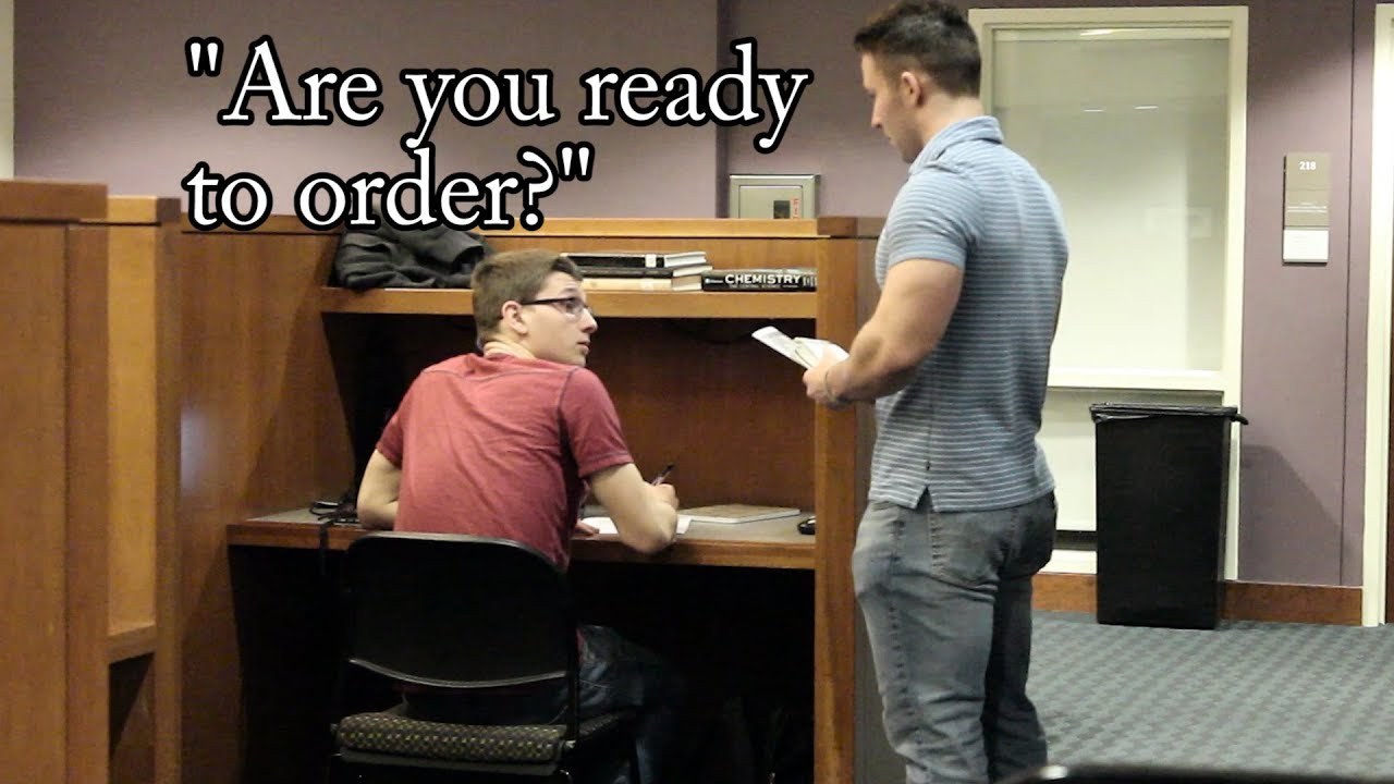 Waiter in the Library Prank