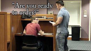Waiter in the Library Prank