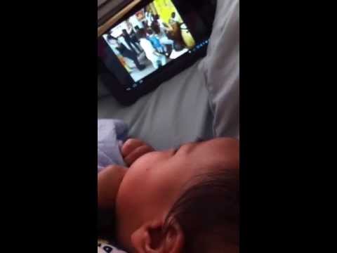 Xander watching his favorite Boom Boom Dance from Teletubbies