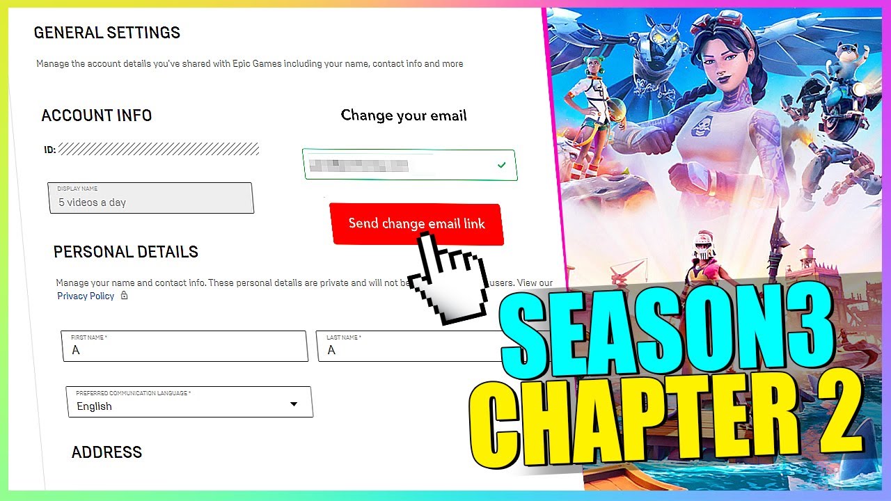 How To Change Your Epic Games Email Fortnite Email Season 3 Chapter 2 Youtube