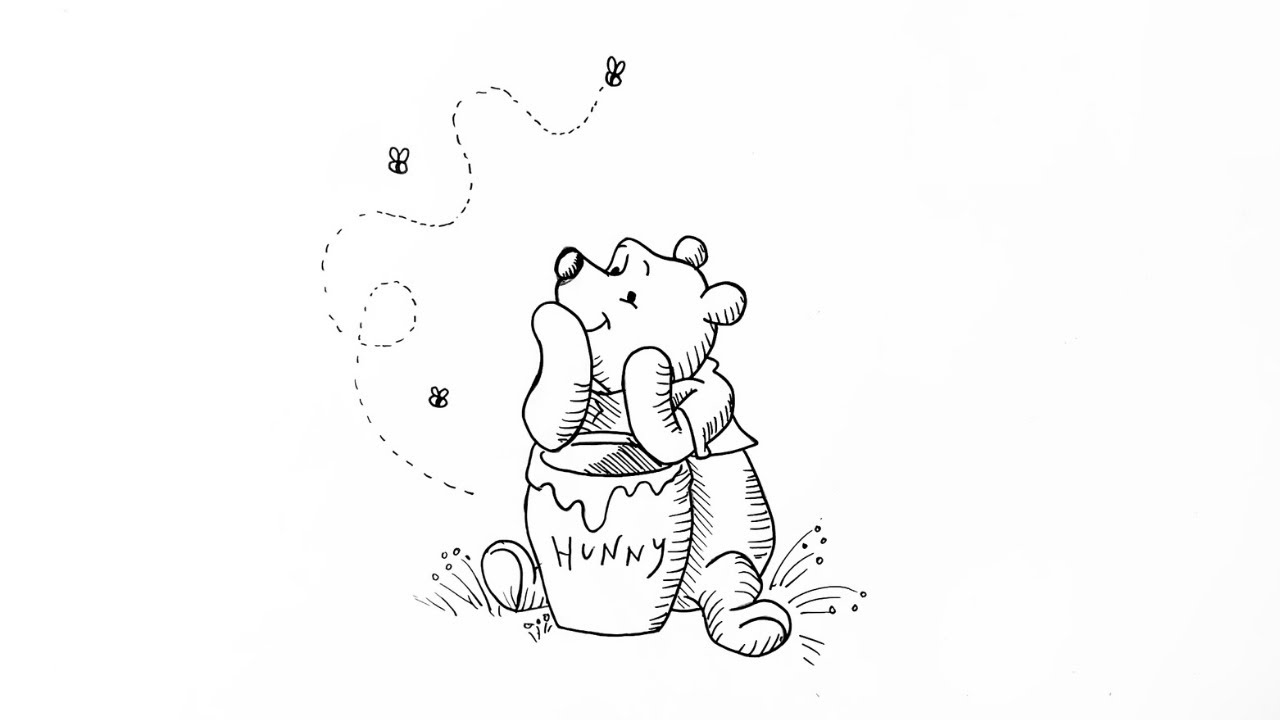 How To Draw Winnie The Pooh With Honey Pot Youtube