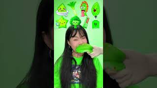 Random Green Food ASMR Mukbang #4 🦖🌱🥦 #shorts #mukbang #asmr #eating