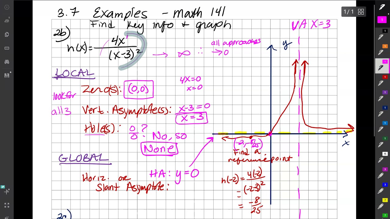 3.7 part 4 Rational Functions Ex 2b & c Math 141 - YouTube