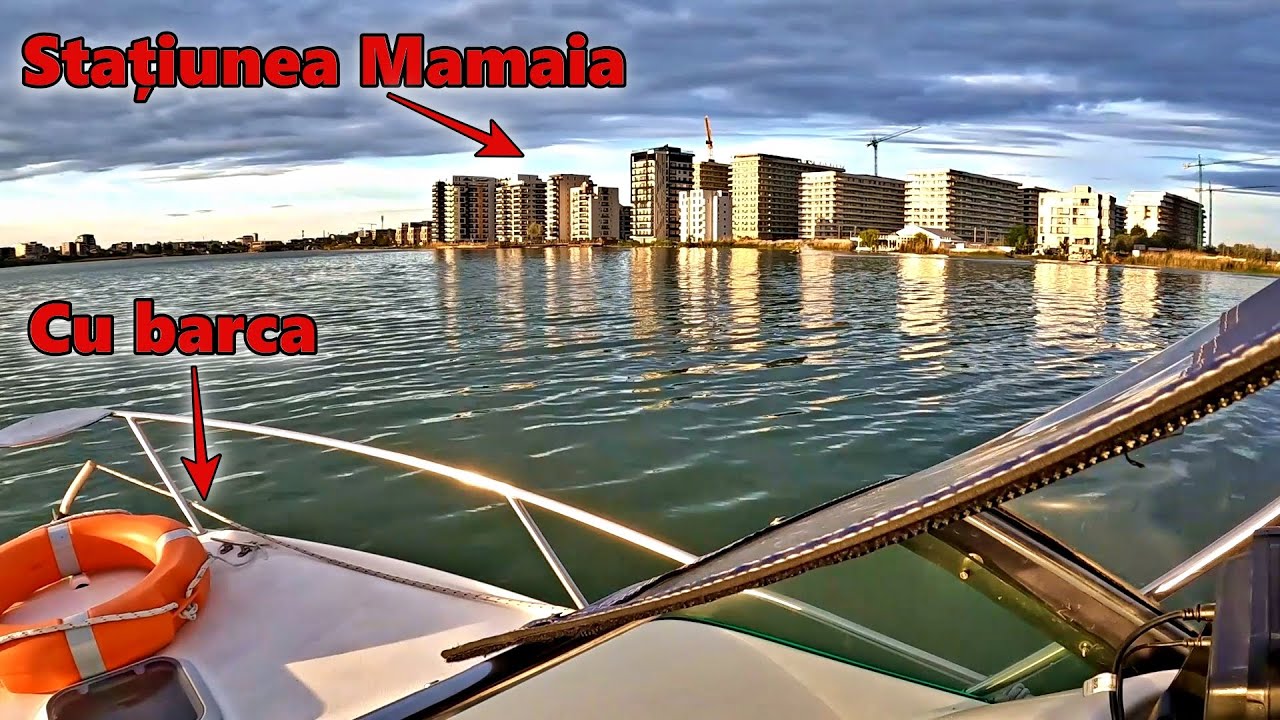 Cum arata Statiunea Mamaia din barca pe lacul Mamaia? Admiram linia coastei, hotelurile elegante!