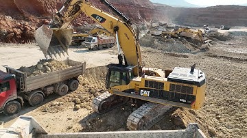 Four Caterpillar 385C Excavators Loading Trucks At The Same Mining Site - Sotiriadis/Labrianidis