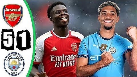 ملخص وأهداف مباراة آرسنال ومانشستر سيتي بنتيجة 5-1 اليوم في الدوري الإنجليزي