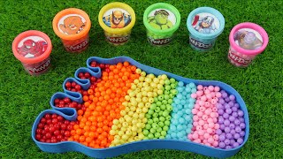 Satisfying Video l Magic Rainbow Bathtub Foot WITH Mixing All Color Beads AND PlayDoh Bottle ASMR