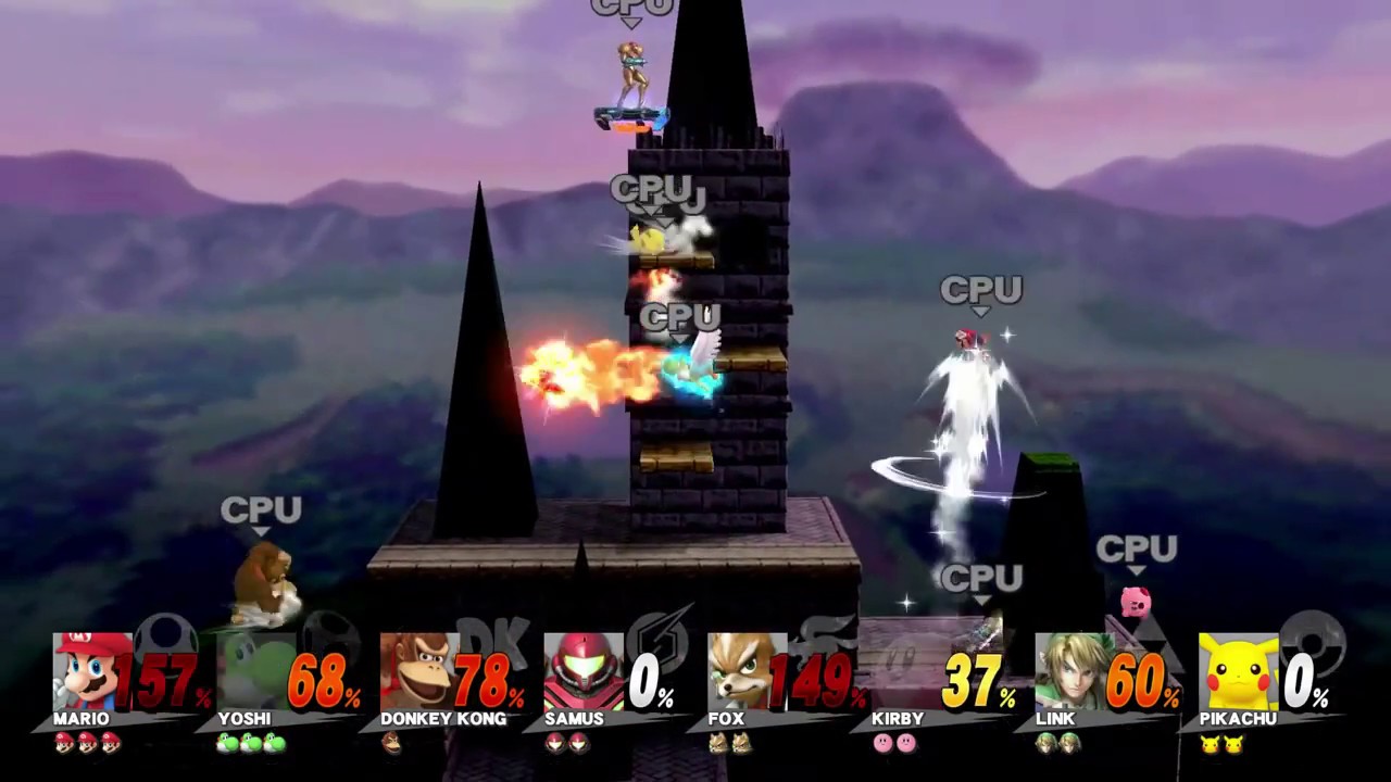 Mario vs Yoshi vs Donkey Kong vs Samus vs Fox vs Kirby vs Link vs Pikachu