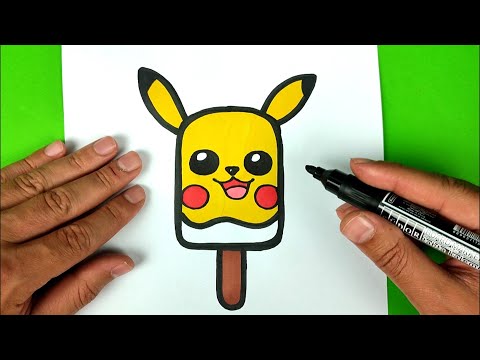 Sevimli Resim Çizimleri, Pikachu Dondurma Resmi Çizimi, Pikachu Dondurma Resmi Çizimi Boyama Videosu