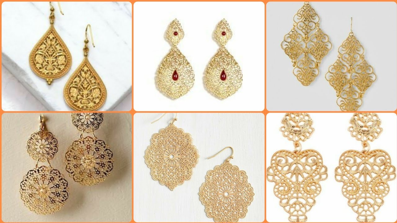 Latest Arabic Gold #Earring Designs with Weight and Price #thefashionplus -  YouTube