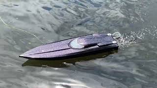 Cutting a few laps with Sparkles. 6s brushless fast electric rc boat