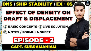 Effect of Density on Draft & Displacement || Part 2 || Ex 5 || Ship Stability || Capt. H Subramanyam