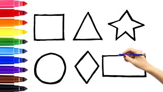 How to Draw Shapes (Square, Triangle, Star , Circle, Diamond, Rectangle) 🟥📐🌟🔴♦️💌