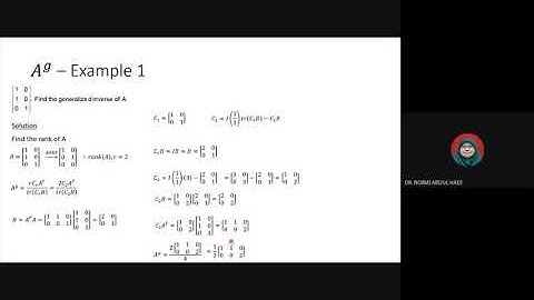 Linear Algebra - Generalized Inverse (Example)