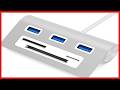 SABRENT Premium 3 Port Aluminum USB 3.0 Hub with Multi-in-1 Card Reader (12" Cable) for iMac,