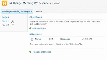Multipage Meeting Workspace in SharePoint demo