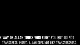 And fight in the Way of Allah those who fight you, but transgress not the limits. Truly, Allah likes