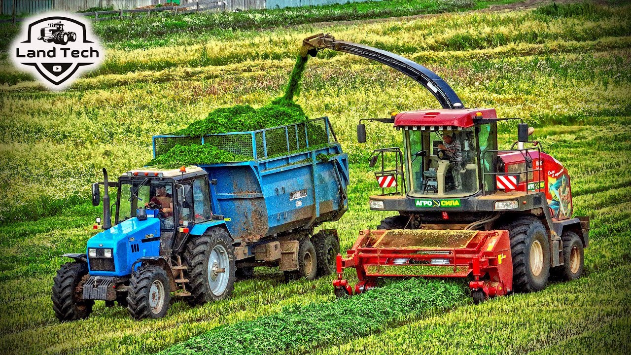 Заготовка кормов комбайнами КВК-800 (FS80 PRO), тракторы МТЗ-1221 с прицепами Ярославич ПС-12