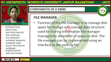 Jayoti Vidyapeeth - Faculty of Engineering and Technology - Component of DBMS