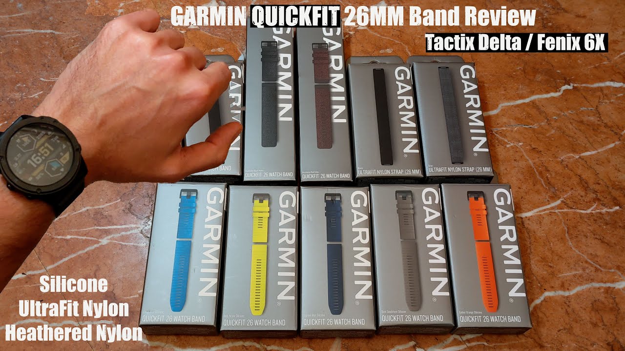 Garmin QuickFit 26mm Silicone Band, UltraFit Nylon Strap  Heathered Nylon  Strap Review YouTube