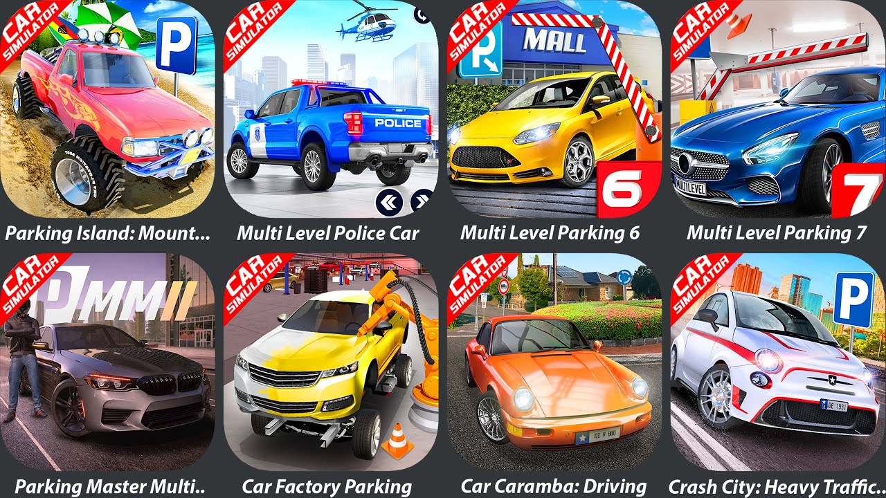 Parking Island: Mountain,Multi Level Police,Multi Level Parking 6,Parking Master,Car Factoy Parking