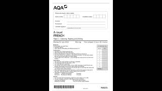 AQA A LEVEL FRENCH 76521 PAPER 1 LISTENING READING AND WRITING VERSION 1 0 FINAL QUESTION PAPERS EN